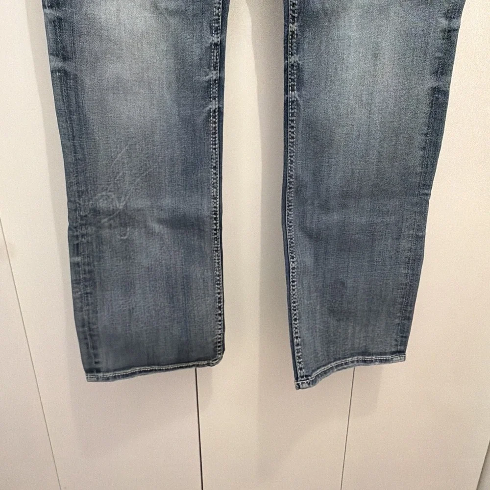 BKE Buckle Men's‎ Sz 34x32 Jake Blue Denim Stretch Jeans, Distressed GUC!